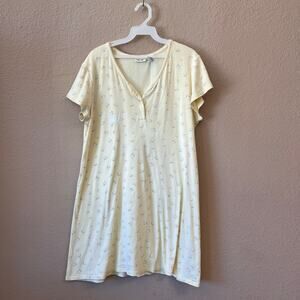 Vintage 90s yellow floral Cherokee cotton sleep shirt nightgown size L